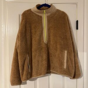 J. Crew Superplush sherpa half-zip pullover in tan